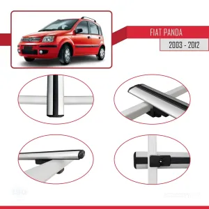Fiat Panda 2003-2012 Arası ile uyumlu Basic Model Ara Atkı Tavan Barı GRİ 3 ADET thumb 4
