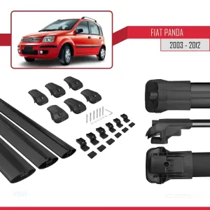 Fiat Panda 2003-2012 Arası ile uyumlu ACE-1 Ara Atkı Tavan Barı SİYAH 3 ADET BAR thumb 5