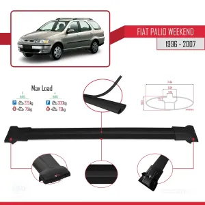 Fiat Palio WEEKEND 1996-2007 Arası ile Uyumlu FLY Model Ara Atkı Tavan Barı SİYAH 3 ADET BAR thumb 4