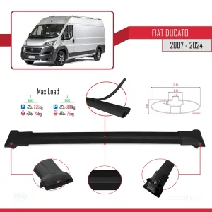 Fiat Ducato 2007 ve Sonrası ile uyumlu FLY Model Ara Atkı Tavan Barı SİYAH 4 ADET BAR thumb 4