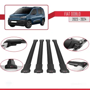 Fiat Doblo 2023 ve Sonrası ile uyumlu FLY Model Ara Atkı Tavan Barı SİYAH 4 ADET BAR thumb 5