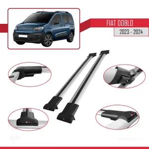 Fiat Doblo 2023 ve Sonrası ile uyumlu FLY Model Ara Atkı Tavan Barı GRİ thumb 4