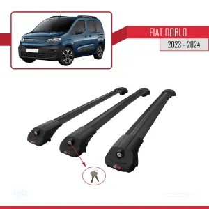 Fiat Doblo 2023 ve Sonrası ile uyumlu ACE-1 Ara Atkı Tavan Barı SİYAH 3 ADET BAR thumb 4
