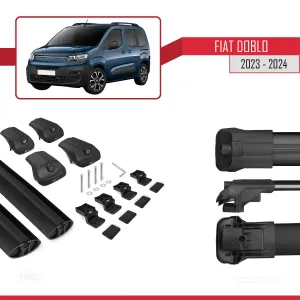 Fiat Doblo 2023 ve Sonrası ile uyumlu ACE-1 Ara Atkı Tavan Barı SİYAH thumb 5