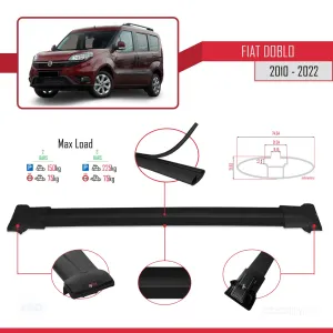Fiat Doblo 2010-2022 Arası ile uyumlu FLY Model Ara Atkı Tavan Barı SİYAH thumb 4