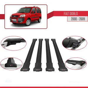 Fiat Doblo 2000-2009 Arası ile uyumlu FLY Model Ara Atkı Tavan Barı SİYAH 4 ADET BAR thumb 5