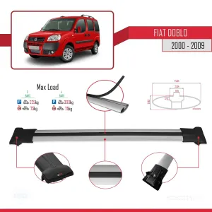 Fiat Doblo 2000-2009 Arası ile uyumlu FLY Model Ara Atkı Tavan Barı GRİ 4 ADET BAR thumb 4