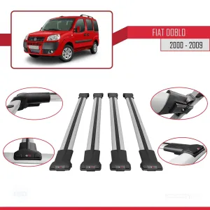 Fiat Doblo 2000-2009 Arası ile uyumlu FLY Model Ara Atkı Tavan Barı GRİ 4 ADET BAR thumb 5