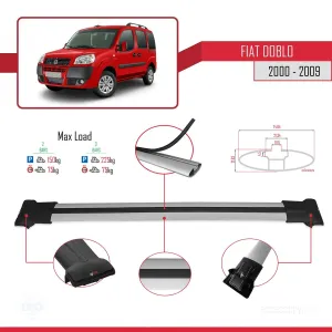 Fiat Doblo 2000-2009 Arası ile uyumlu FLY Model Ara Atkı Tavan Barı GRİ thumb 4
