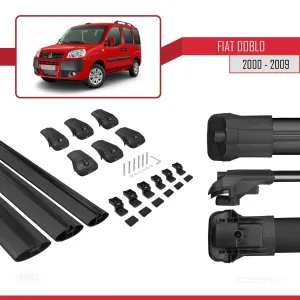 Fiat Doblo 2000-2009 Arası ile uyumlu ACE-1 Ara Atkı Tavan Barı SİYAH 3 ADET BAR thumb 5