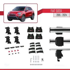 Fiat 500 X 2015 ve Sonrası ile uyumlu ACE-4 Ara Atkı Tavan Barı GRİ thumb 5