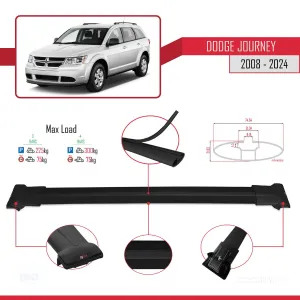 Dodge Journey 2008 ve Sonrası ile Uyumlu FLY Model Ara Atkı Tavan Barı SİYAH 3 ADET BAR thumb 4