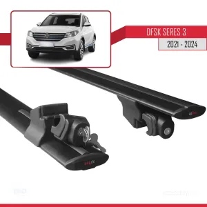 DFSK Seres 3 2021 ve Sonrası ile uyumlu HOOK Model Anahtar Kilitli Ara Atkı Tavan Barı SİYAH thumb 5