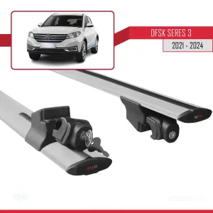 DFSK Seres 3 2021 ve Sonrası ile uyumlu HOOK Model Anahtar Kilitli Ara Atkı Tavan Barı GRİ thumb 5