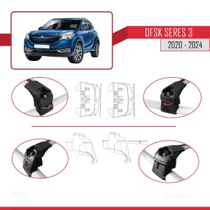 DFSK Glory/Seres 3 2020 ve Sonrası ile uyumlu ACE-2 Ara Atkı Tavan Barı GRİ thumb 4