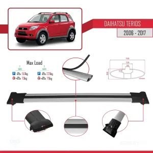 Daihatsu Terios 2006-2017 Arası ile uyumlu FLY Model Ara Atkı Tavan Barı GRİ thumb 4
