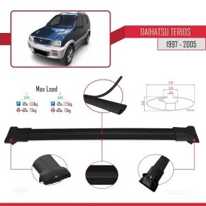 Daihatsu Terios 1997-2005 Arası ile uyumlu FLY Model Ara Atkı Tavan Barı SİYAH thumb 4
