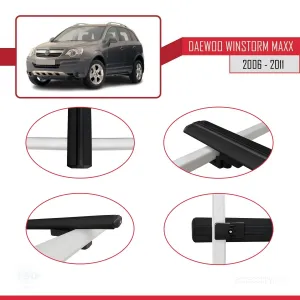 Daewoo Winstorm MaXX 2006-2011 Arası ile uyumlu Basic Model Ara Atkı Tavan Barı SİYAH 3 ADET thumb 4