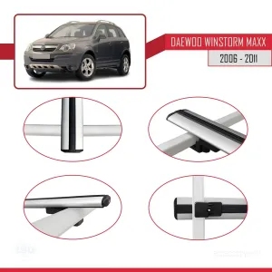 Daewoo Winstorm MaXX 2006-2011 Arası ile uyumlu Basic Model Ara Atkı Tavan Barı GRİ 3 ADET thumb 4