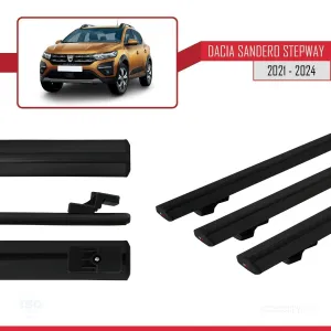 Dacia Sandero STEPWAY 2021 ve Sonrası ile uyumlu Basic Model Ara Atkı Tavan Barı SİYAH 3 ADET - Görsel 5