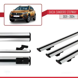 Dacia Sandero STEPWAY 2021 ve Sonrası ile uyumlu Basic Model Ara Atkı Tavan Barı GRİ 3 ADET - Görsel 5