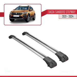 Dacia Sandero STEPWAY 2021 ve Sonrası ile uyumlu ACE-1 Ara Atkı Tavan Barı GRİ thumb 3