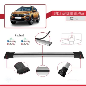 Dacia Sandero STEPWAY 2021 FLY Model Ara Atkı Tavan Barı GRİ - Görsel 4