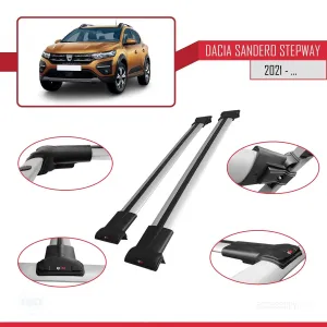Dacia Sandero STEPWAY 2021 FLY Model Ara Atkı Tavan Barı GRİ - Görsel 5