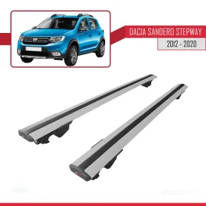 Dacia Sandero STEPWAY 2012-2020 Arası ile uyumlu HOOK Model Anahtar Kilitli Ara Atkı Tavan Barı GRİ - Görsel 4