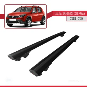 Dacia Sandero STEPWAY 2008-2012 Arası ile uyumlu HOOK Model Anahtar Kilitli Ara Atkı Tavan Barı SİYAH - Görsel 4