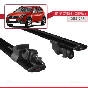 Dacia Sandero STEPWAY 2008-2012 Arası ile uyumlu HOOK Model Anahtar Kilitli Ara Atkı Tavan Barı SİYAH - Görsel 5