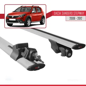 Dacia Sandero STEPWAY 2008-2012 Arası ile uyumlu HOOK Model Anahtar Kilitli Ara Atkı Tavan Barı GRİ - Görsel 5