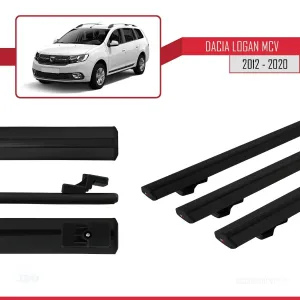Dacia Logan MCV 2012-2020 Arası ile uyumlu Basic Model Ara Atkı Tavan Barı SİYAH 3 ADET thumb 5