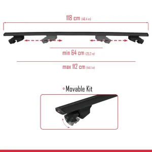 Dacia Logan MCV 2007-2013 Arası ile uyumlu HOOK Model Anahtar Kilitli Ara Atkı Tavan Barı SİYAH - Görsel 3