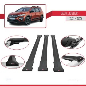 Dacia Jogger 2021 ve Sonrası ile Uyumlu FLY Model Ara Atkı Tavan Barı SİYAH 3 ADET BAR - Görsel 5