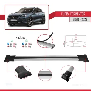 Cupra Formentor 2020 ve Sonrası ile Uyumlu FLY Model Ara Atkı Tavan Barı GRİ thumb 4