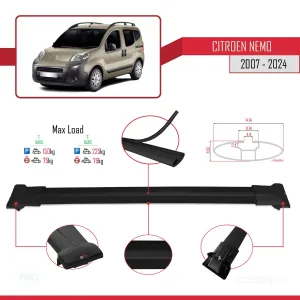 Citroen Nemo 2007 ve Sonrası ile Uyumlu FLY Model Ara Atkı Tavan Barı SİYAH thumb 5