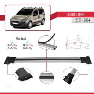 Citroen Nemo 2007 ve Sonrası ile uyumlu FLY Model Ara Atkı Tavan Barı GRİ 4 ADET BAR thumb 4