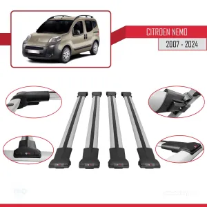 Citroen Nemo 2007 ve Sonrası ile uyumlu FLY Model Ara Atkı Tavan Barı GRİ 4 ADET BAR thumb 5