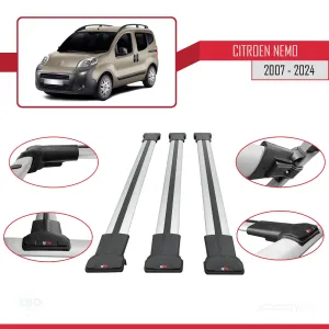 Citroen Nemo 2007 ve Sonrası ile uyumlu FLY Model Ara Atkı Tavan Barı GRİ 3 ADET BAR thumb 5