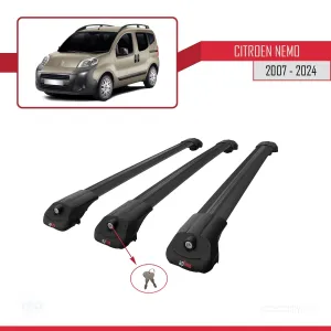 Citroen Nemo 2007 ve Sonrası ile uyumlu ACE-1 Ara Atkı Tavan Barı SİYAH 3 ADET BAR thumb 4