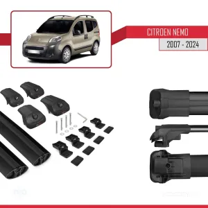 Citroen Nemo 2007 ve Sonrası ile uyumlu ACE-1 Ara Atkı Tavan Barı SİYAH thumb 5