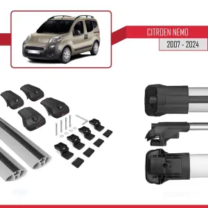 Citroen Nemo 2007 ve Sonrası ile uyumlu ACE-1 Ara Atkı Tavan Barı GRİ thumb 5