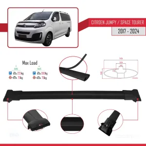 Citroen Jumpy - Space Tourer 2017 ve Sonrası ile uyumlu FLY Model Ara Atkı Tavan Barı SİYAH 3 ADET BAR thumb 4