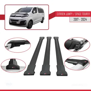 Citroen Jumpy - Space Tourer 2017 ve Sonrası ile uyumlu FLY Model Ara Atkı Tavan Barı SİYAH 3 ADET BAR thumb 5