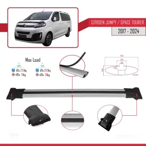 Citroen Jumpy - Space Tourer 2017 ve Sonrası ile uyumlu FLY Model Ara Atkı Tavan Barı GRİ 3 ADET BAR thumb 4