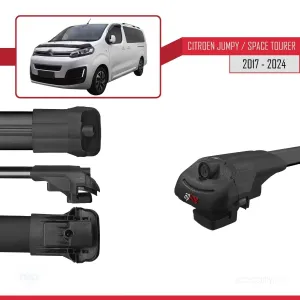 Citroen Jumpy - Space Tourer 2017 ve Sonrası ile uyumlu ACE-1 Ara Atkı Tavan Barı SİYAH 4 ADET BAR thumb 5