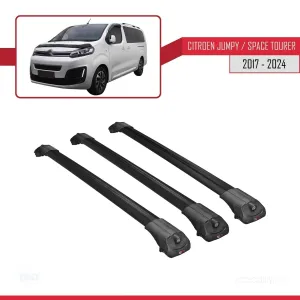 Citroen Jumpy - Space Tourer 2017 ve Sonrası ile uyumlu ACE-1 Ara Atkı Tavan Barı SİYAH 3 ADET BAR thumb 3