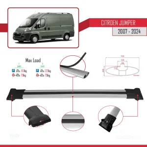 Citroen Jumper 2007 ve Sonrası ile Uyumlu FLY Model Ara Atkı Tavan Barı GRİ thumb 5