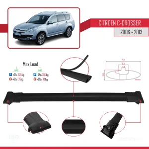 Citroen C-Crosser 2006-2013 Arası ile uyumlu FLY Model Ara Atkı Tavan Barı SİYAH 3 ADET BAR thumb 4